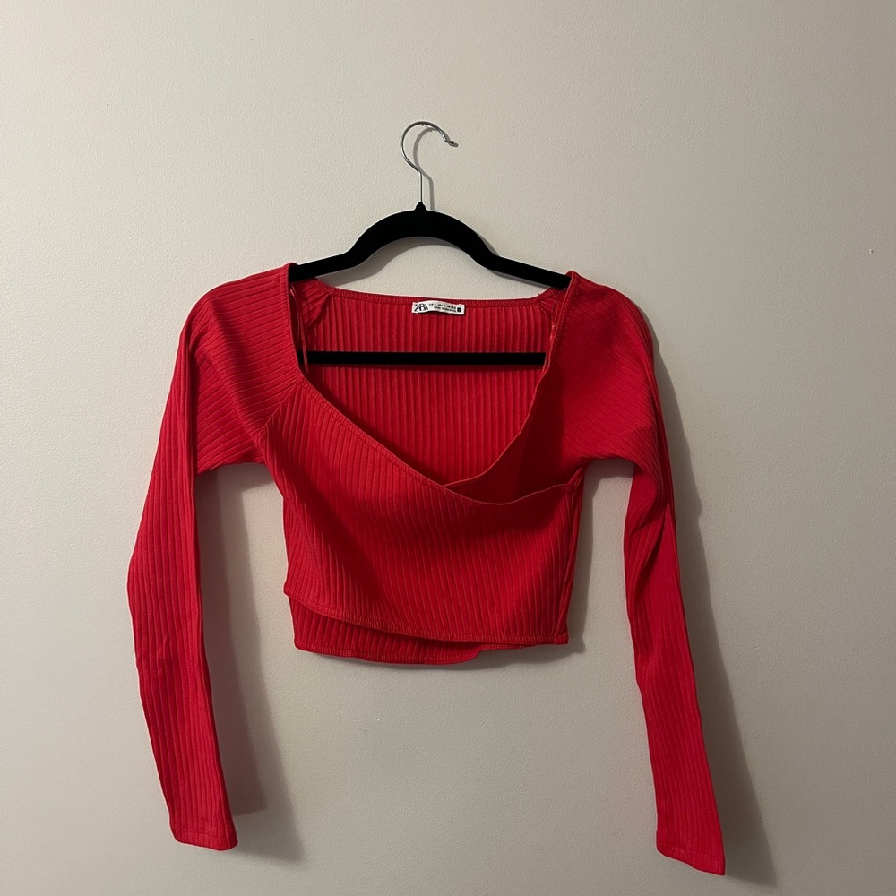 Zara Red Wrap Crop Top